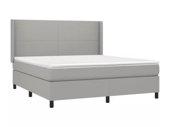 Sommier tapissier et matelas et LED Gris clair 180x200 cm Tissu