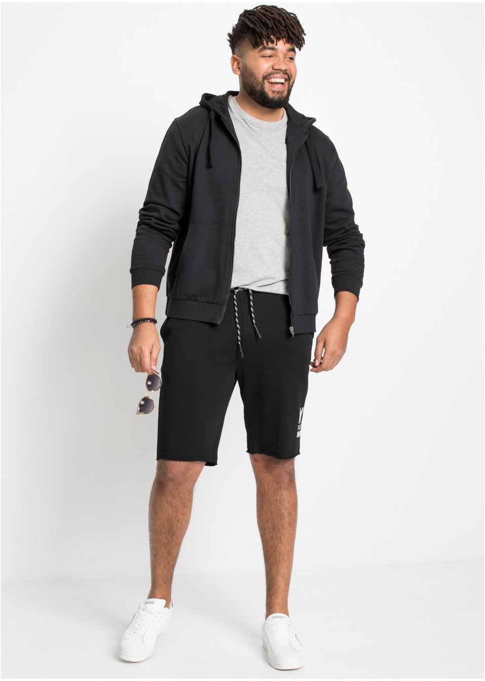 Bermuda sweat avec bordures à cru, Regular Fit