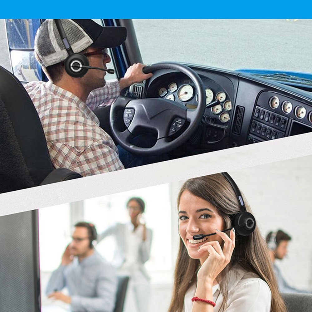 Bluetooth 5.0 Single On-Ear Kopfhörer Office NC Headset mit Dockingstation - Schwarz