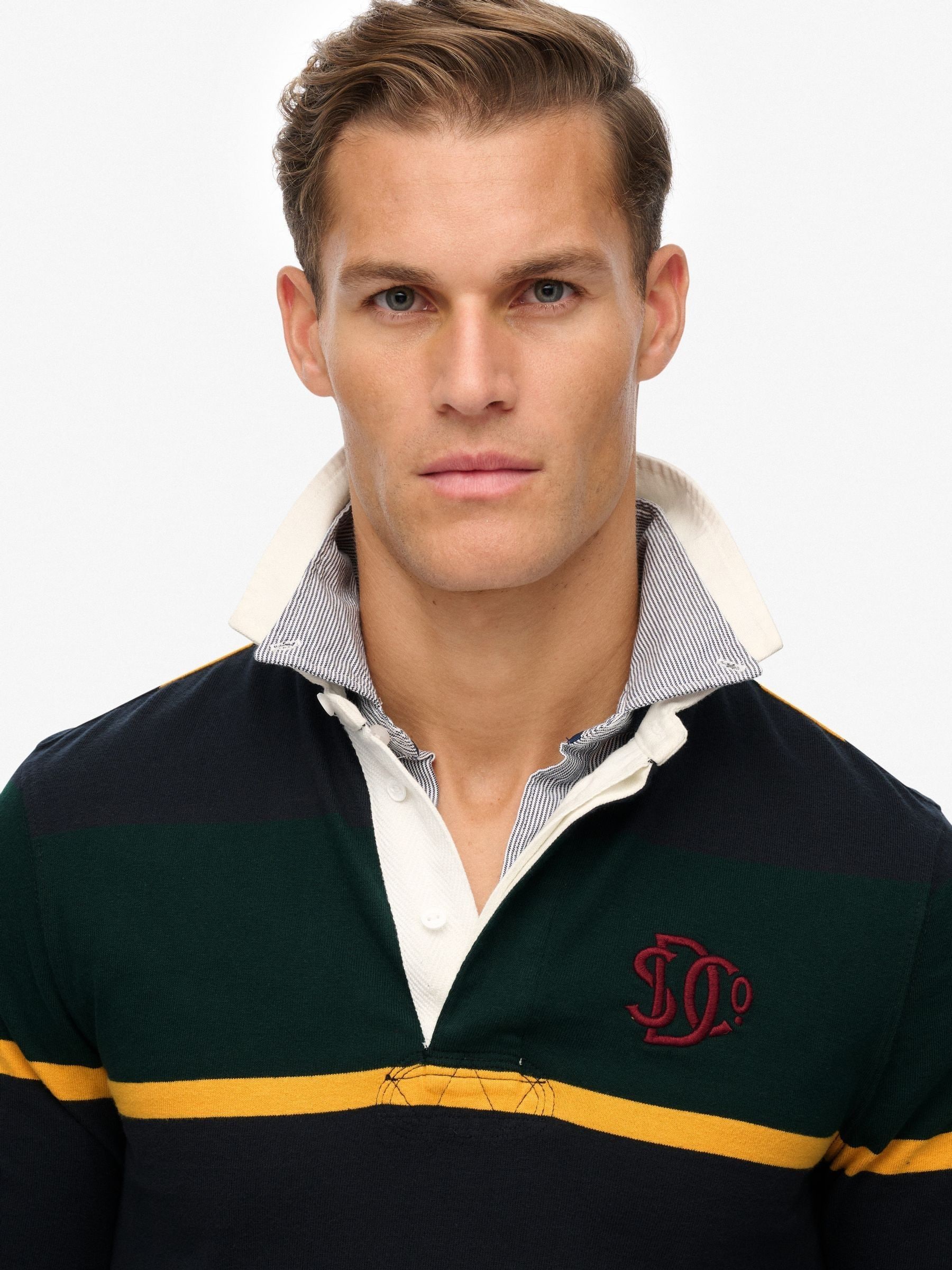 Groen - Superdry Vintage Athletic Stripe Rugby Top