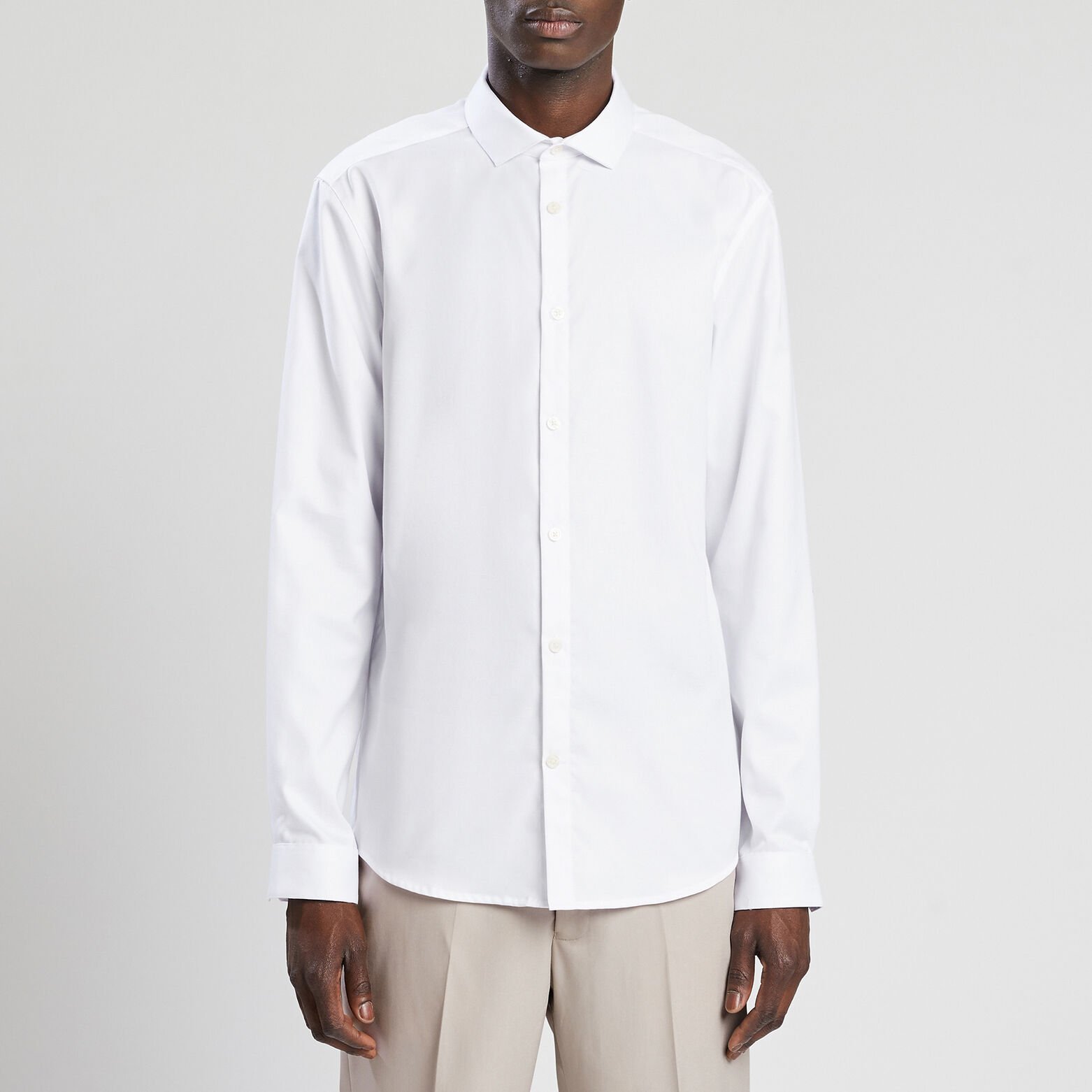 Chemise slim sans repassage unie coton Blanc