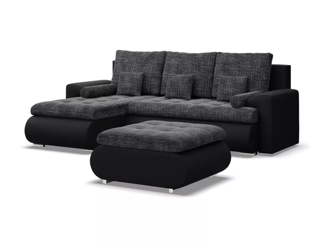 Canapé d'angle en U avec fonction sommeil, Ottoman, Vert