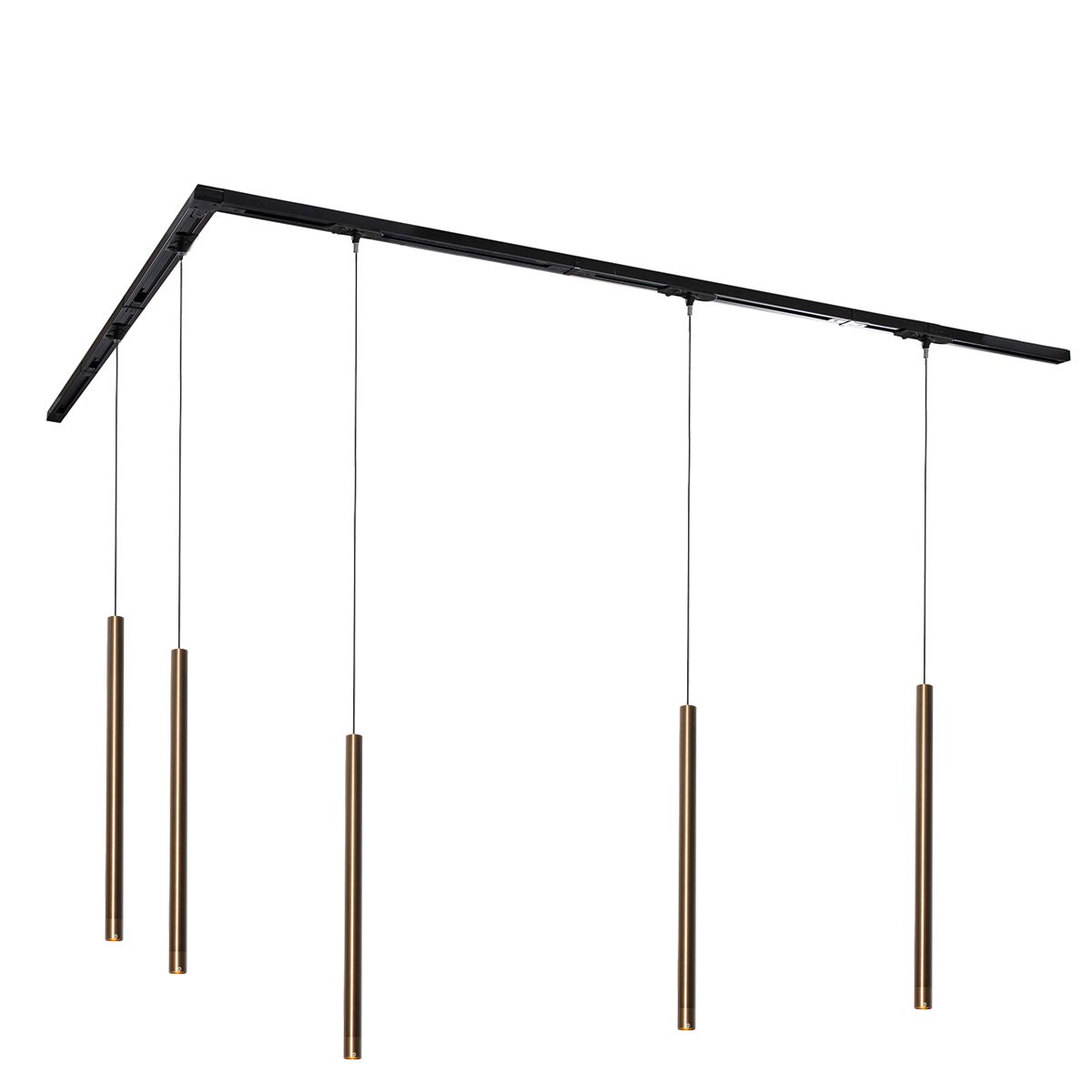 Modern railsysteem met 5 hanglampen donker brons 1-fase - Iconic Frini