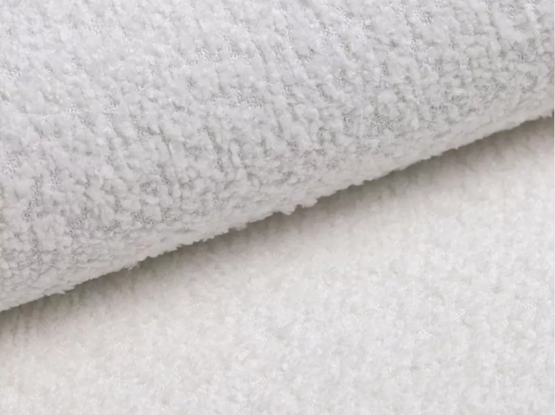 Canapé d'angle droit convertible en tissu bouclette blanc JOLESA