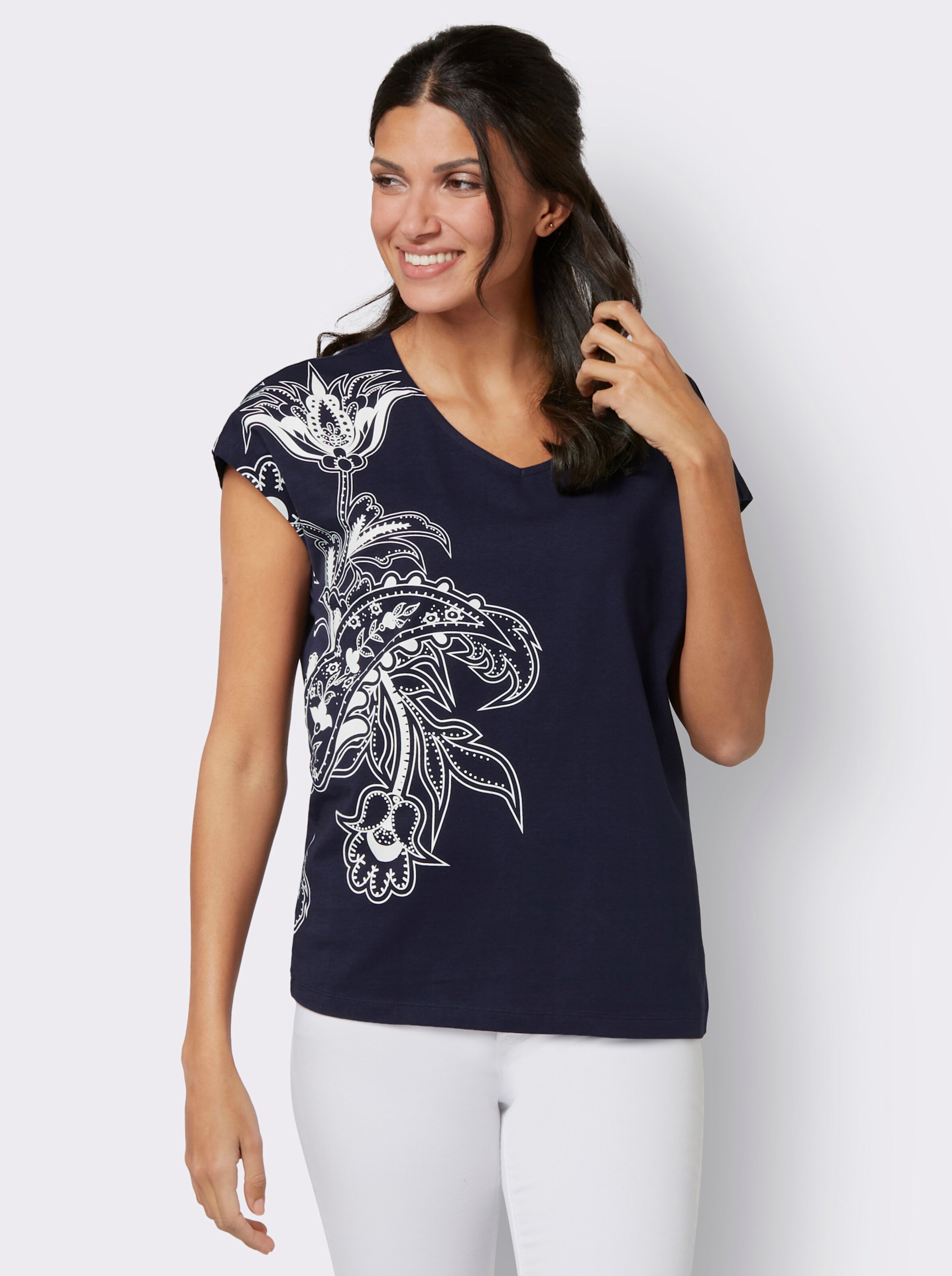 Kurzarmshirt mit Paisley-Muster