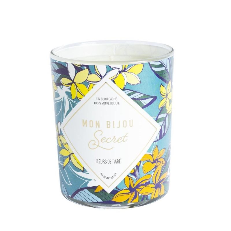 Bougie Bijou Collier argenté - Parfum Fleur de tiaré - 40h