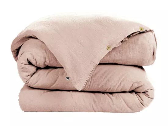 OUREA - Housse de Couette 160x210cm Gaze de Coton Guimauve