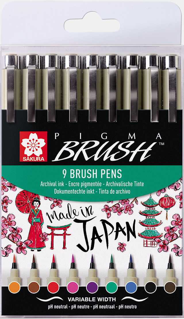 Sakura Pigma Brush Wallet 9 farger