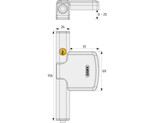 Abus FTS206 W AL0125 raambeveiliging met tweetraps vergrendeling, wit