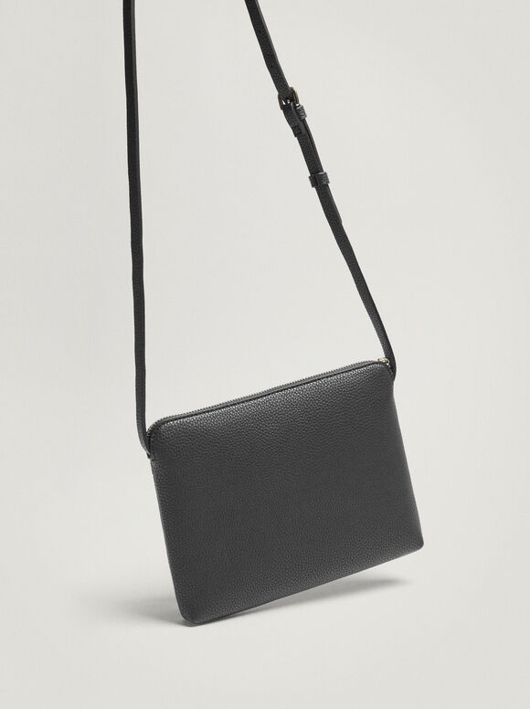 Bolsa de ombro com bolso externo - Preta