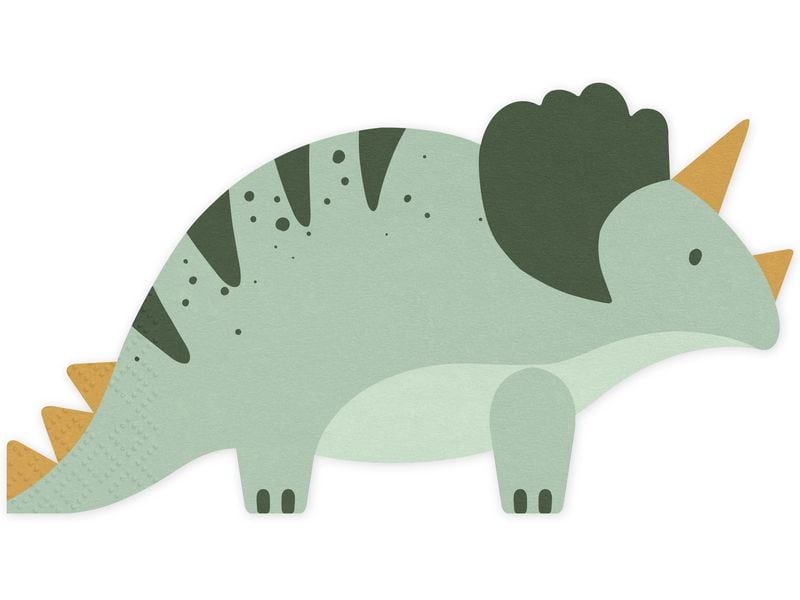 Partydeco Papierservietten Triceratops 18 x 10 cm, 12 Stück Servietten für Kindergeburtstage