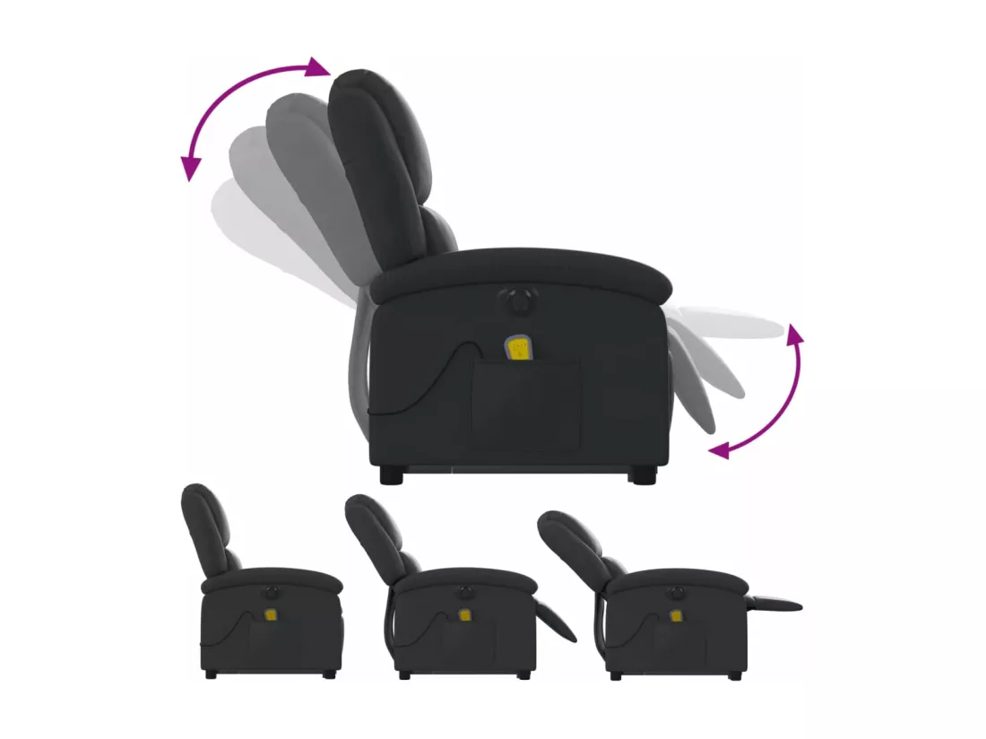 Fauteuil inclinable de massage électrique noir cuir véritable