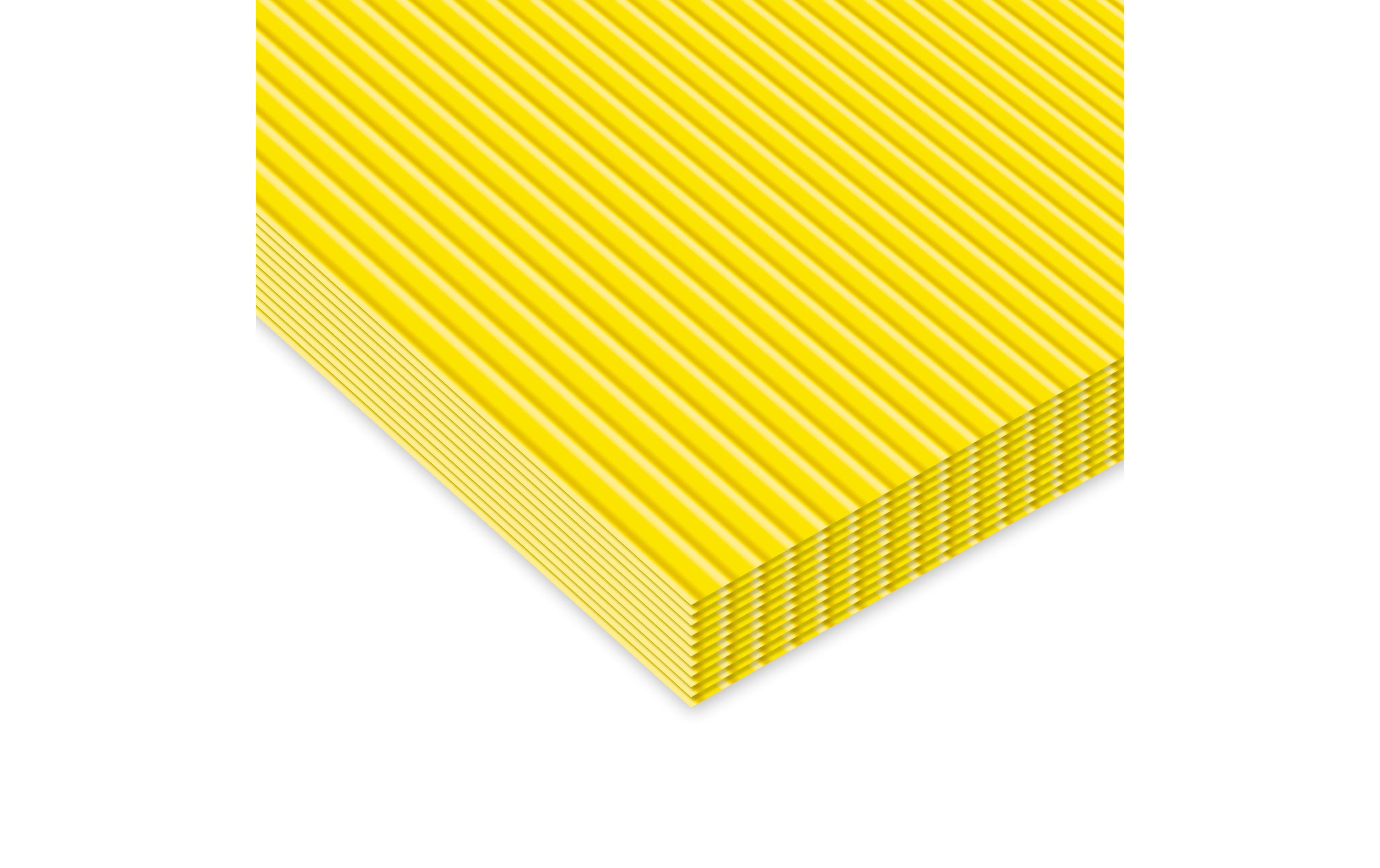 Wellpapier 50 x 70 cm 10 Stück, ZitronengelbBastelkarton mit Wellenmuster