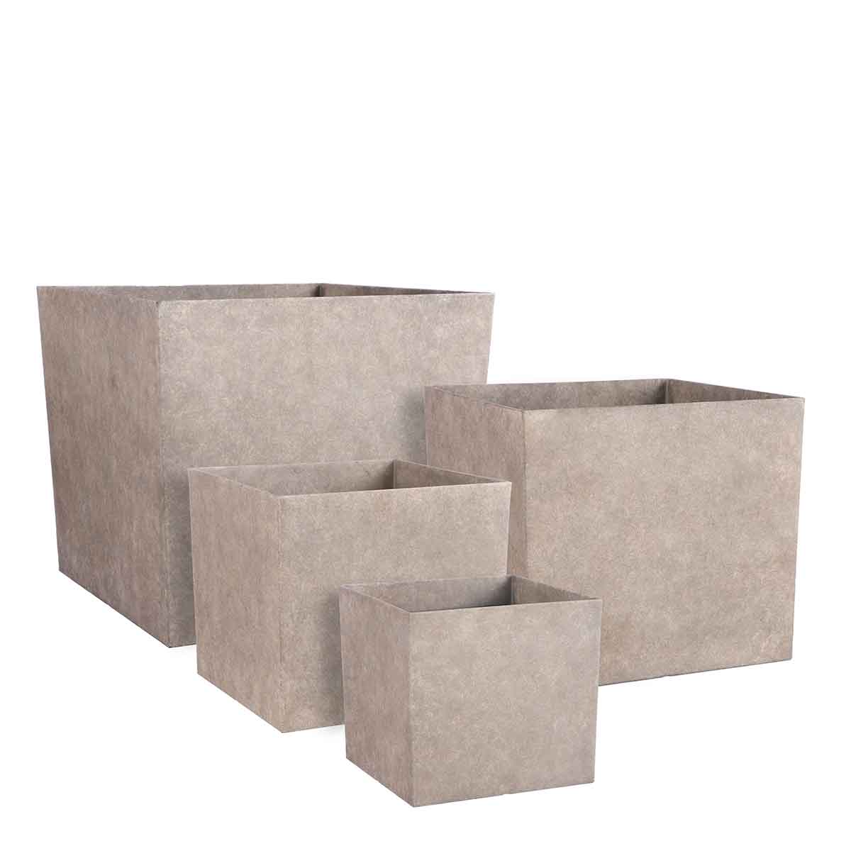 Mica decorations jardinière bravo - 45x45x40 cm - pe - beige - set de 4