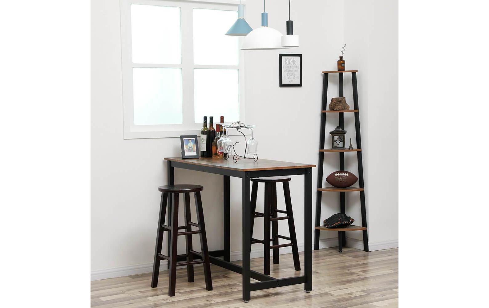 Bartisch mit Metallgestell 120 x 90 cm, Braun/Schwarz<br>Hochtisch