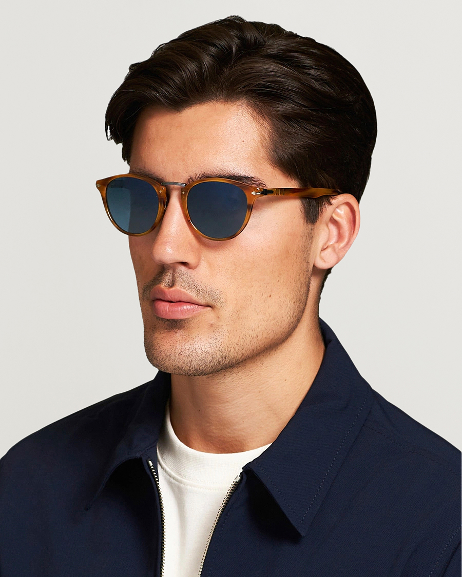 Persol 0PO3108S Polarized Sunglasses Striped Brown/Gradient Blue