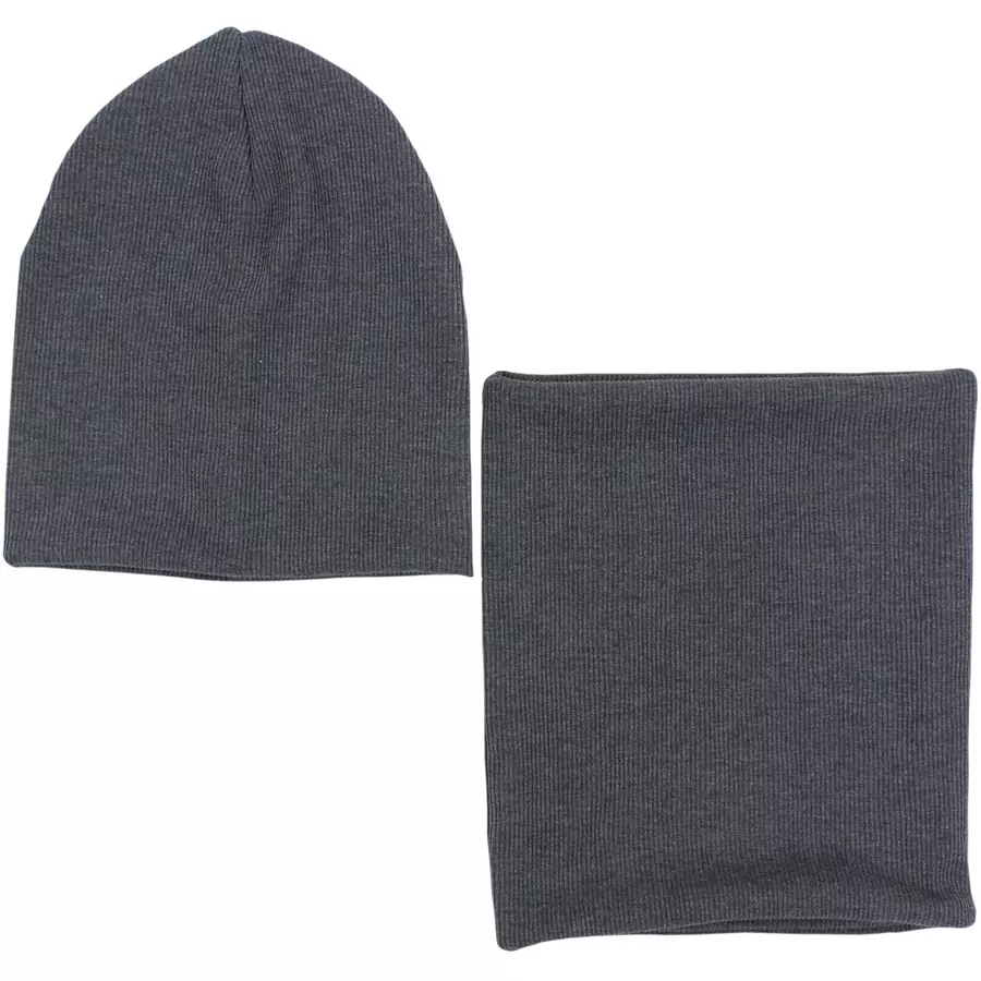 TupTam Unisex Kinder Beanie Mütze Schlauchschal Set anthrazit
