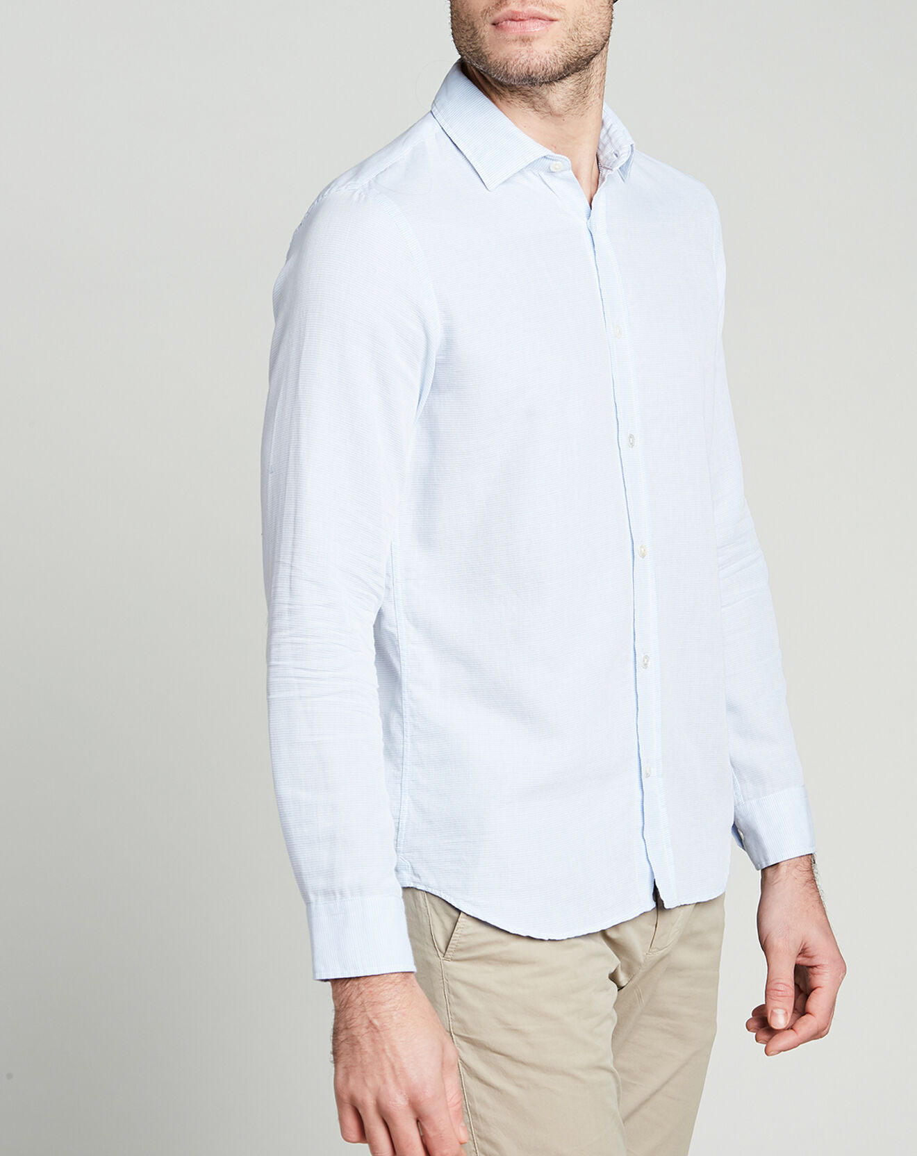 Hartford Chemise Slim Sammy micro pois bleue