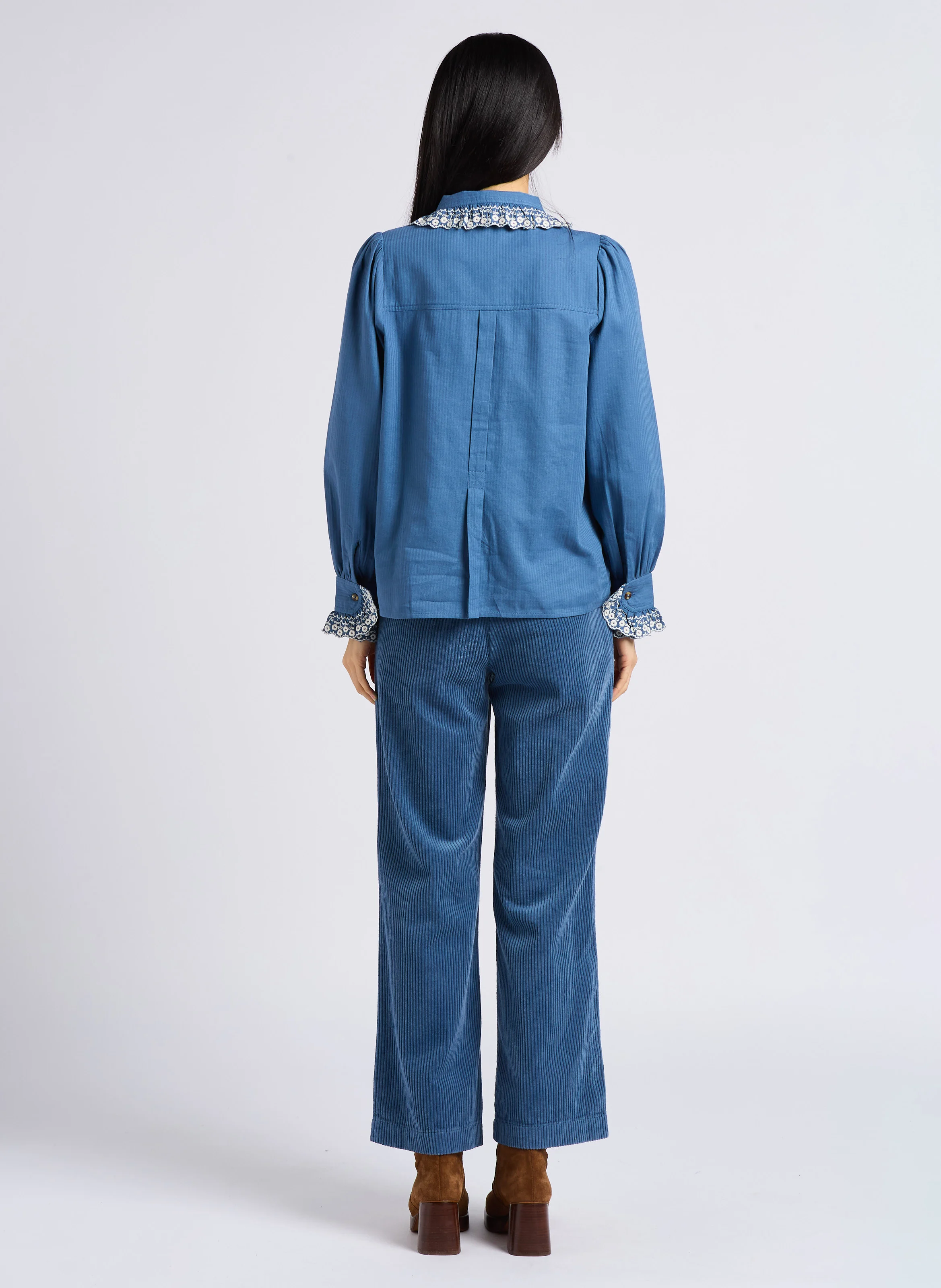 ANELLE - Pantalon en velours côtelé | Bleu