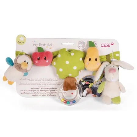 NICI Kinderwagenkette Hase und Eule 40cm mit 5 Figuren