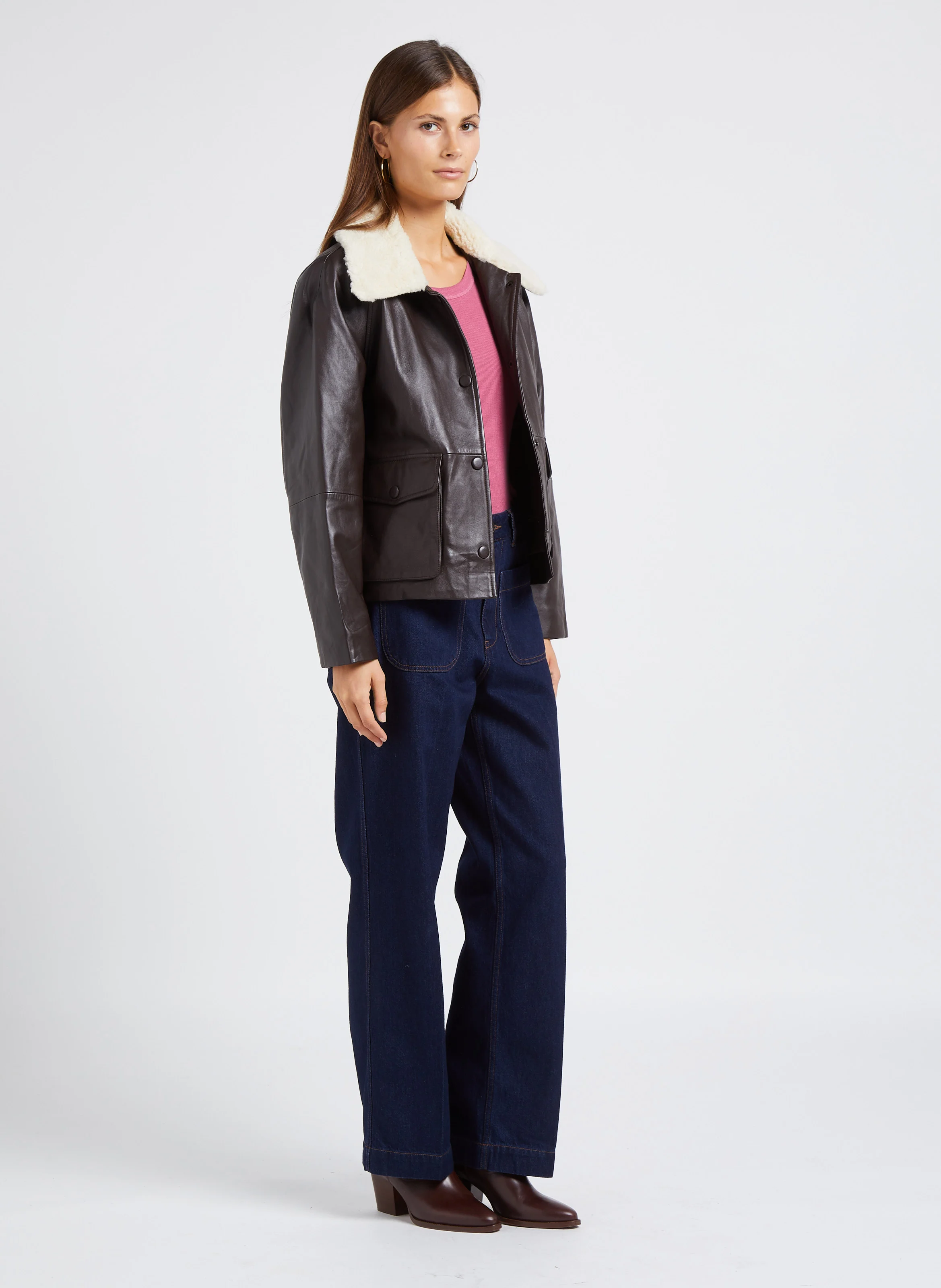 SAMUEL - Jean droit taille haute en coton | Bleu