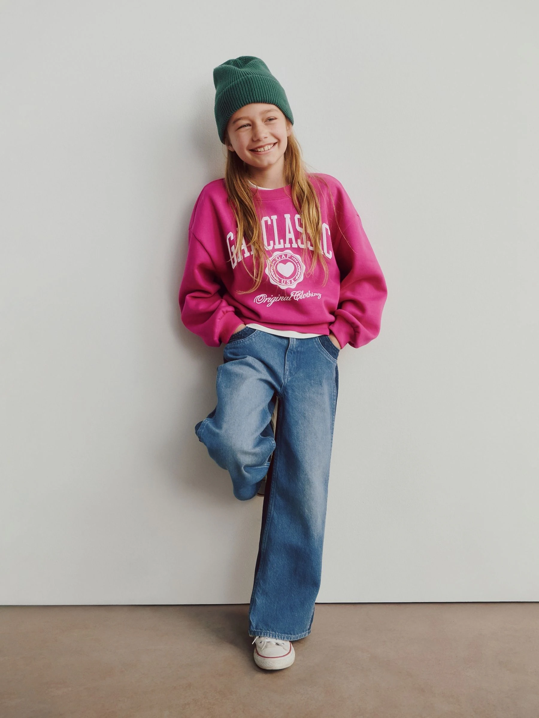 Gap Stride enkeljeans met hoge taille en wijde pijpen (5-13jr)