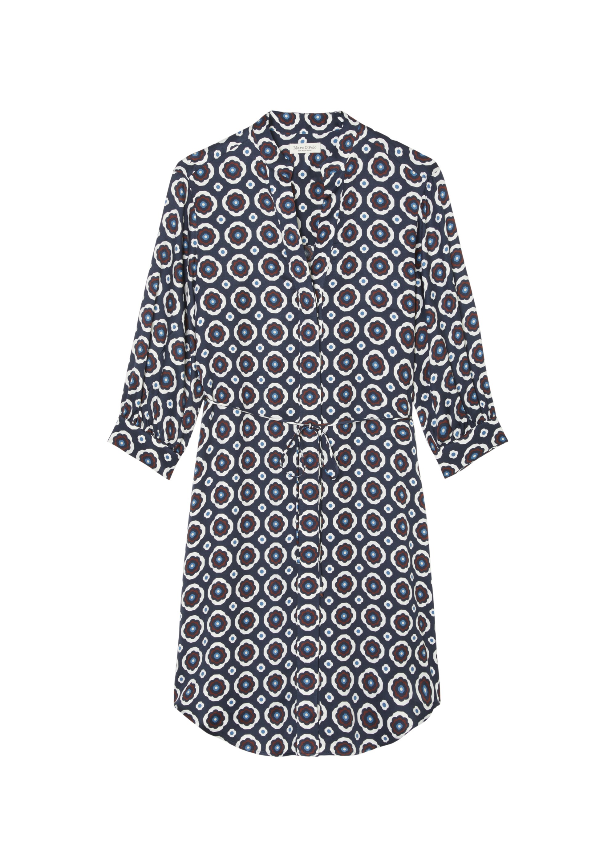Hemdblusenkleid mit 3/4-Ärmeln relaxed aus Viskose-Twill