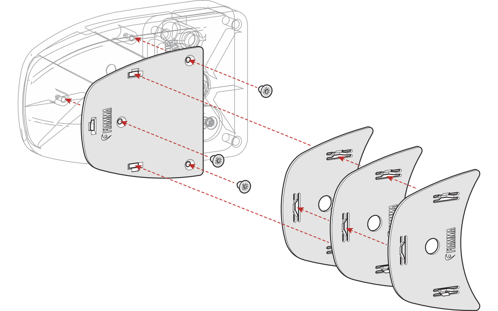 Fiamma Kit Spacer Safe Door ab 2017 Montagekit für Fiamma Safe Door grau