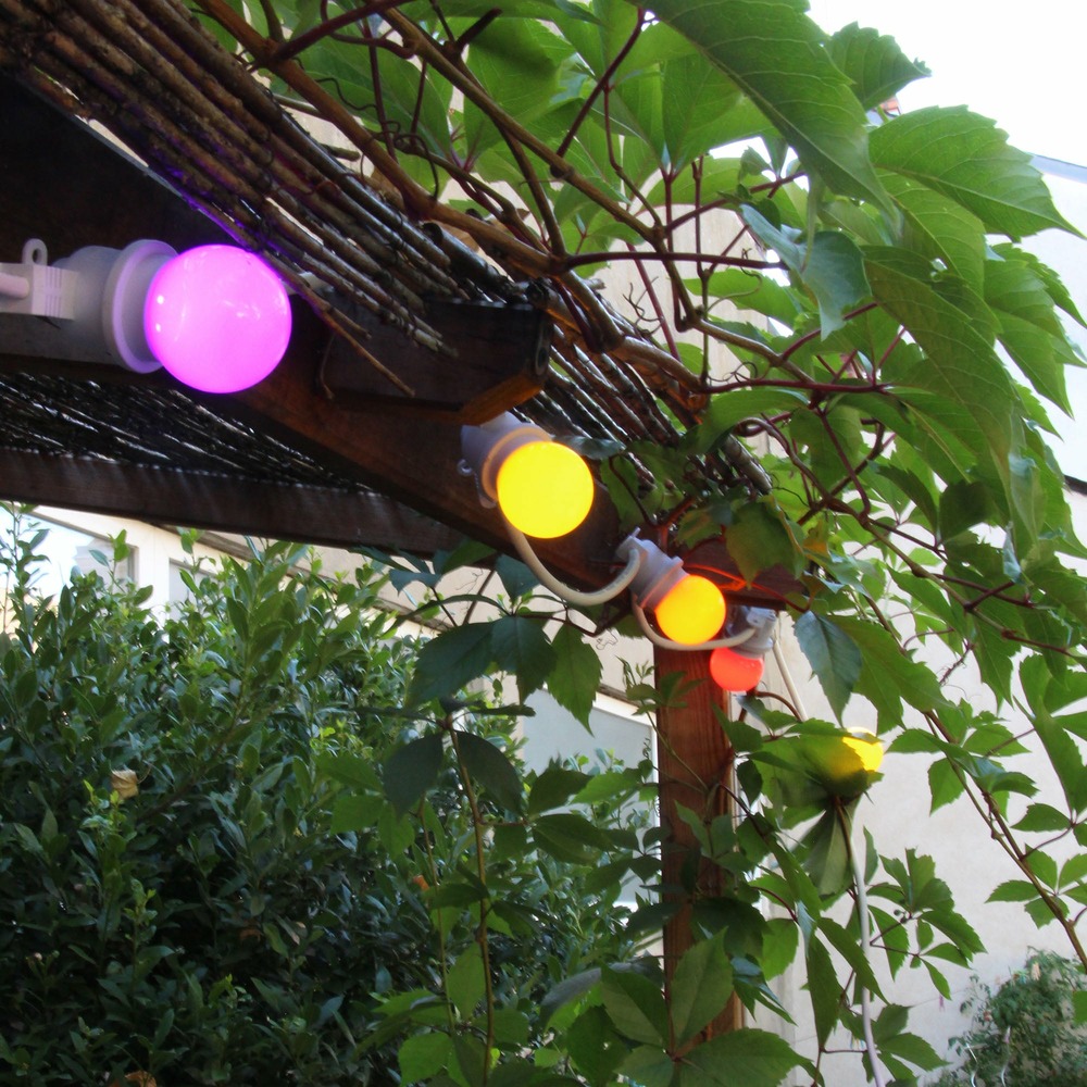 Guirlande guinguette e27 - 5m prolongeable - 10 douilles sans ampoule - câble blanc - chromex
