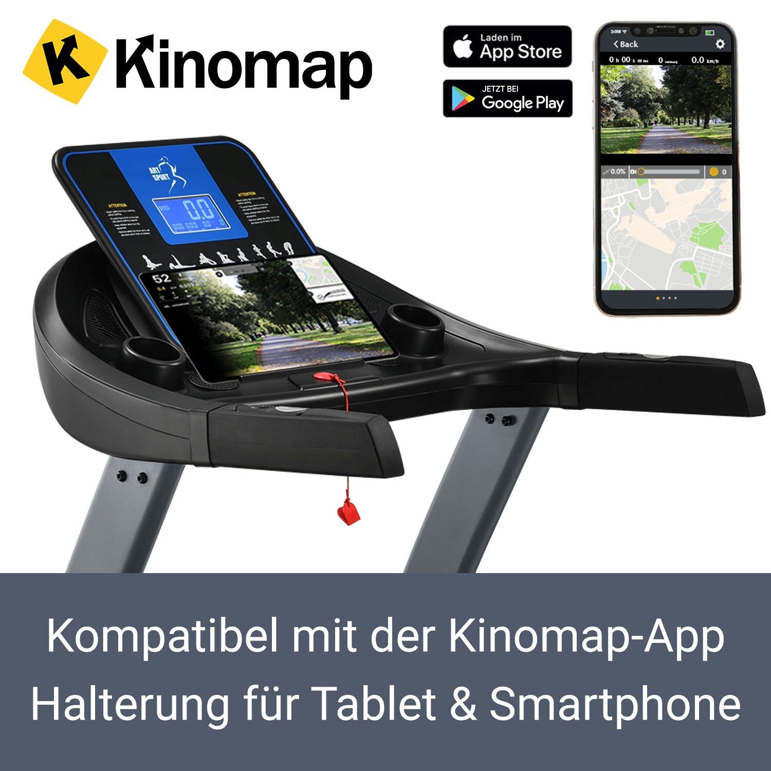 ArtSport Laufband Speedrunner 7000 klappbar, Kinomap-Funktion, 3 PS Motor, 22 km/h, 48 Programme