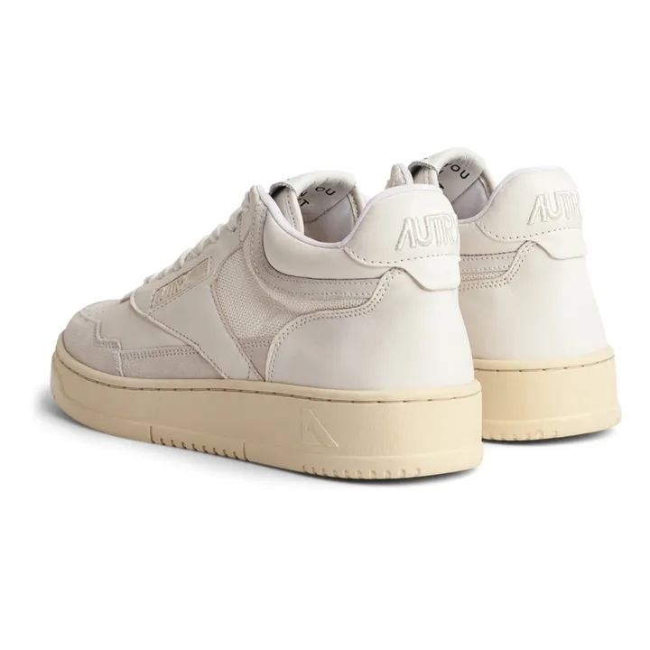 Autry Baskets Open Mid Cuir/Suede | Blanc