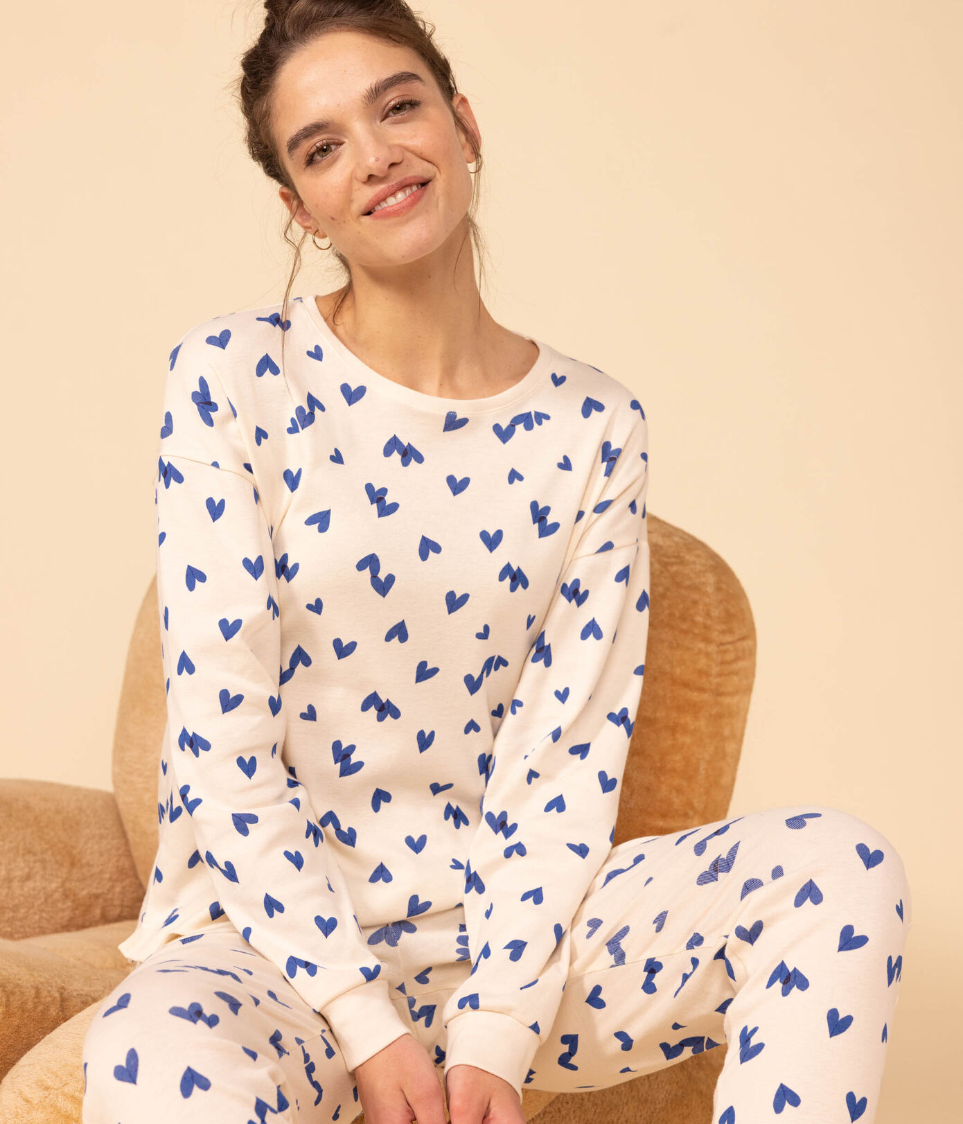 Pyjama cœur femme en coton