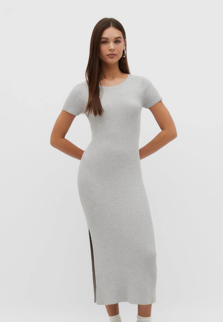 Vestido midi de tricô grosso