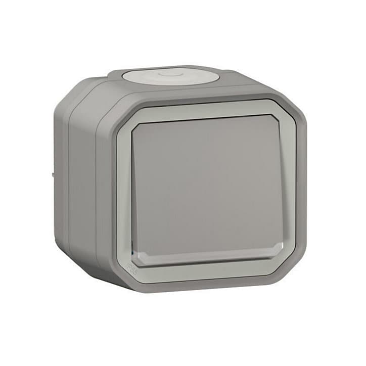 Bouton poussoir lumineux Legrand Plexo gris en saillie