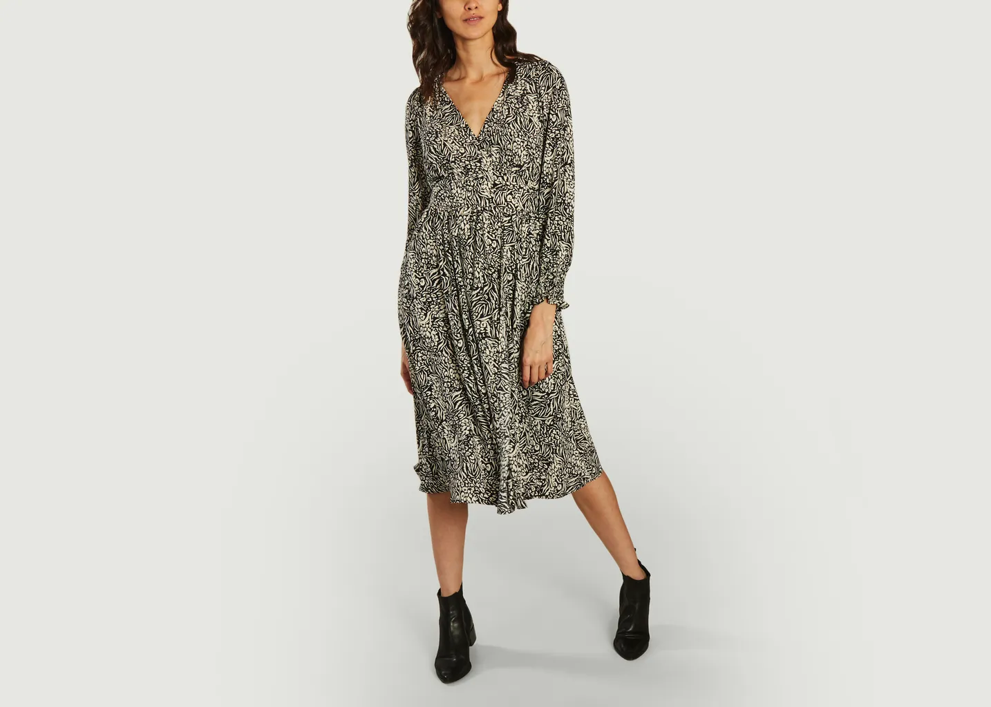Robe midi portefeuille motif zébré Chelsea Suncoo