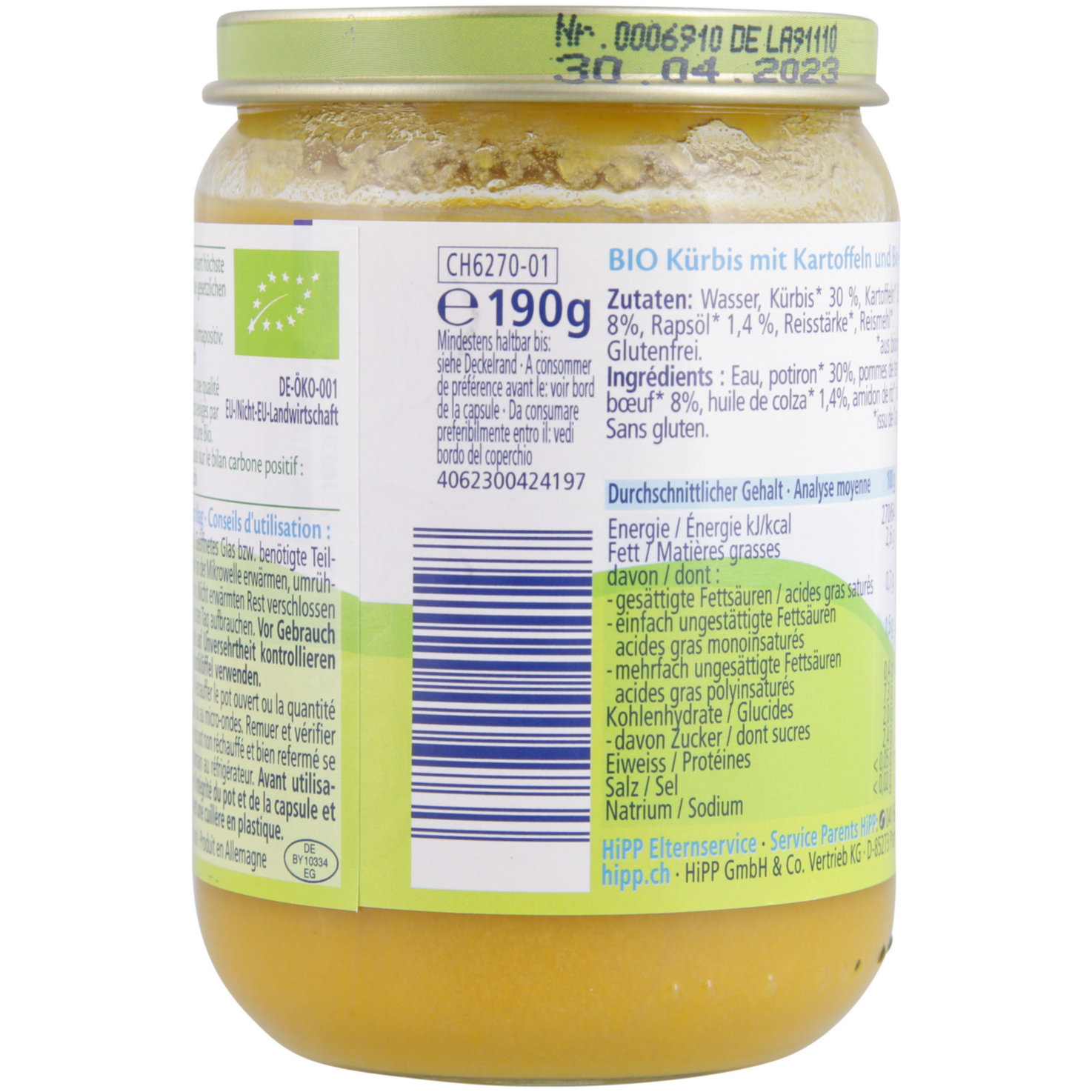 Hipp Kürbis Kartoffel & Bio-Rind 6+ Monate