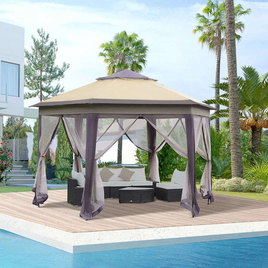 Outsunny Faltpavillon mit Tragetasche beige