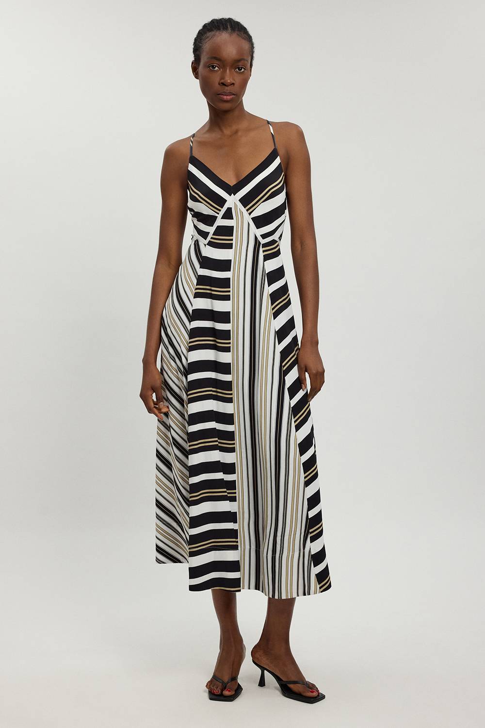 KarenMillen Robe À Bretelles En Viscose À Rayures Contrastées Petite