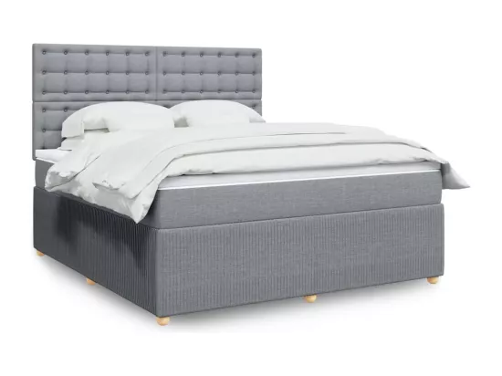 Sommier à lattes de lit avec matelas Gris clair 180x200cm Tissu