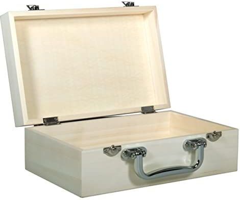 Houten Koffer - 25 x 16 cm - Hoogte 9 cm - Met Zilverkleurige Sluitingen