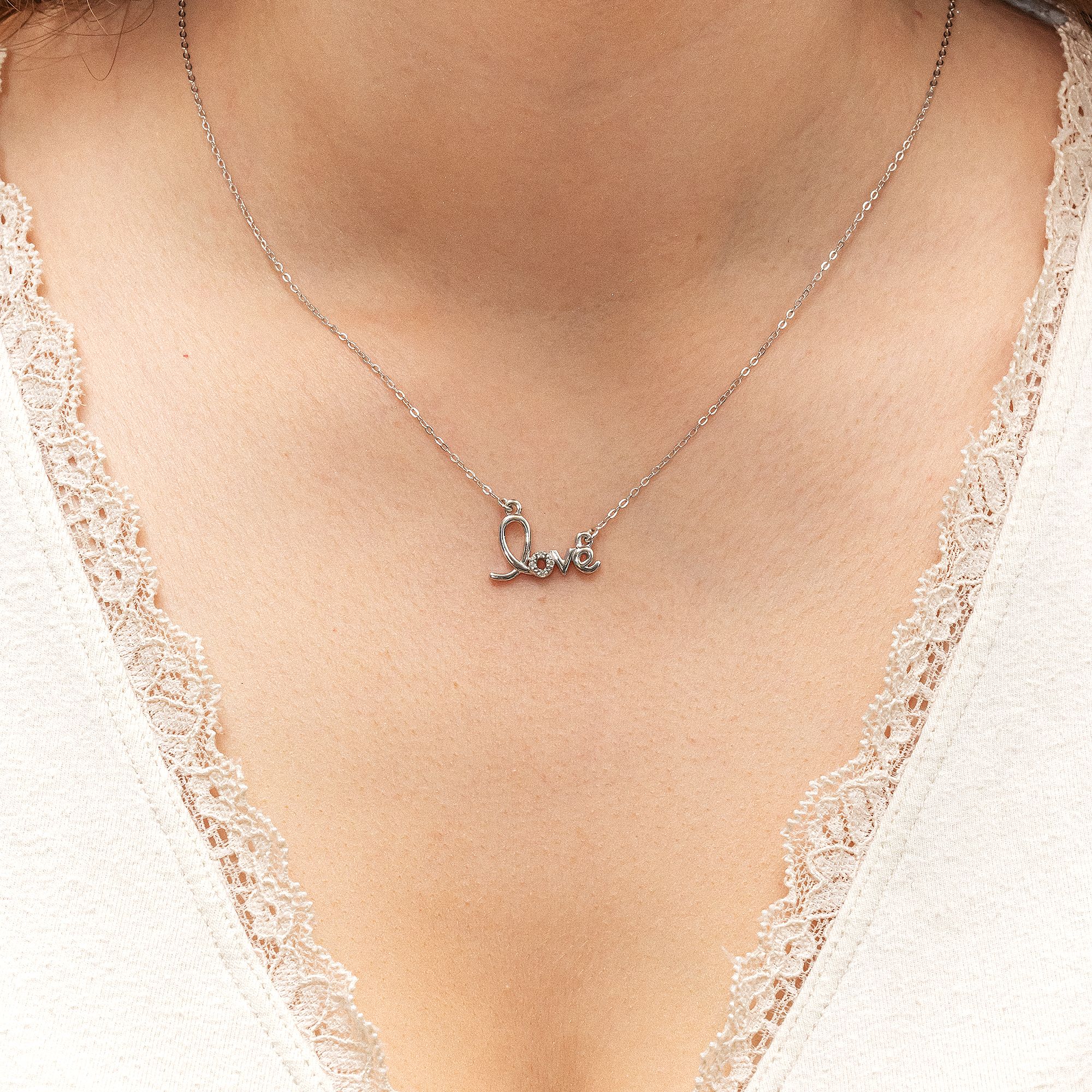 Diamonds by Ellen K. Halskette Silber 925 rhodiniert Diamant 0,026ct.