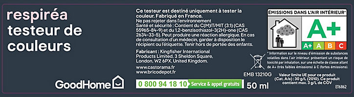 Testeur peinture Respiréa GoodHome gris Huntington satin 50ml