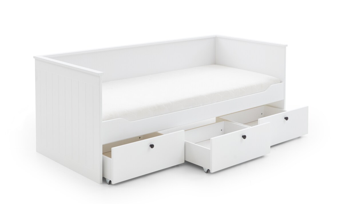 Relita Funktionsbett eLeona 90x200 cm ohne Lattenrost, mit 3 Schubladen, Ausf. Weiß lackiert
