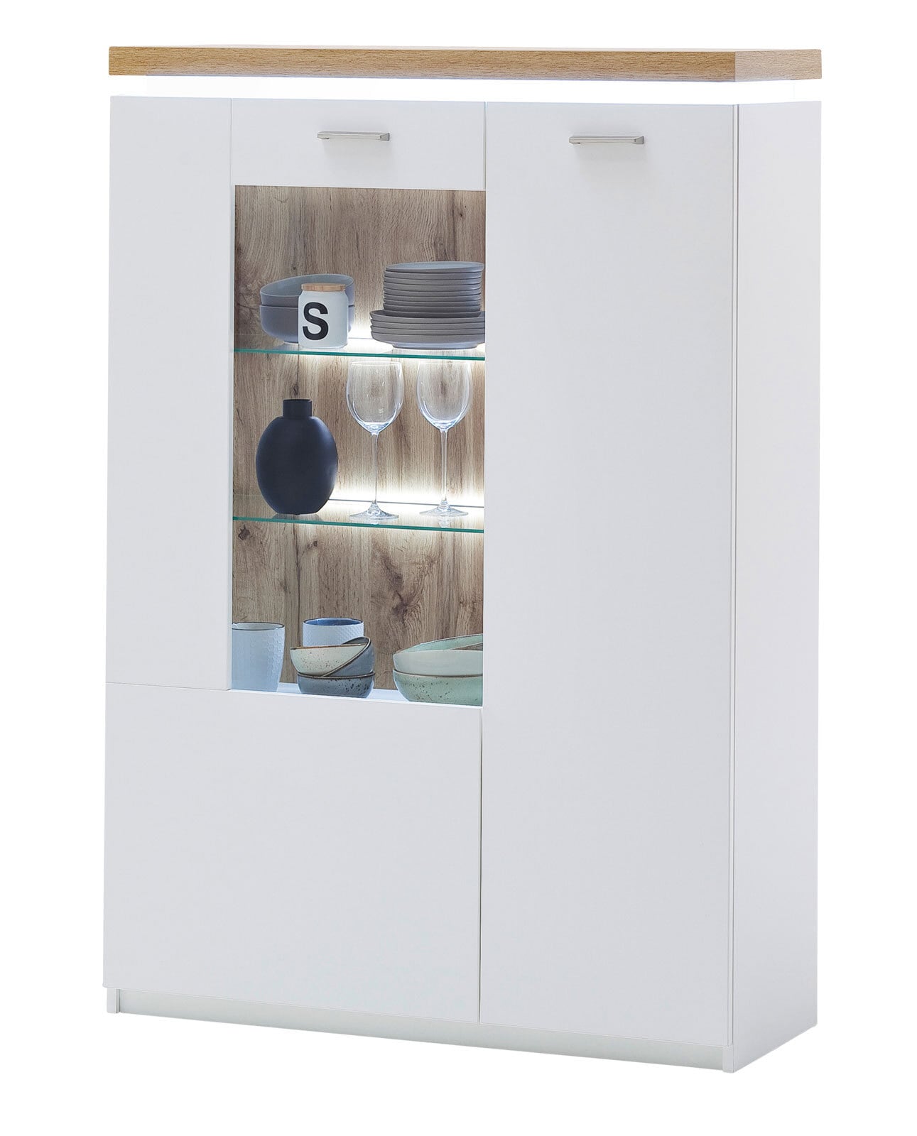 Highboard AARON 98 cm weiß/ braun