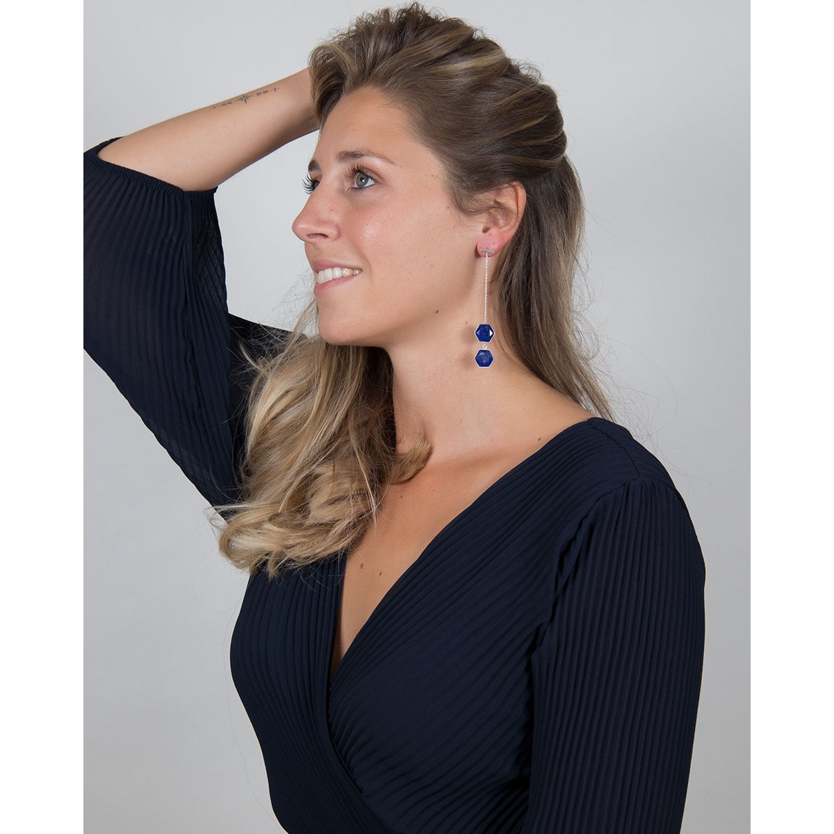 Boucles d'Oreilles Lapis-Lazuli sur Argent 925 | Aden Boutique