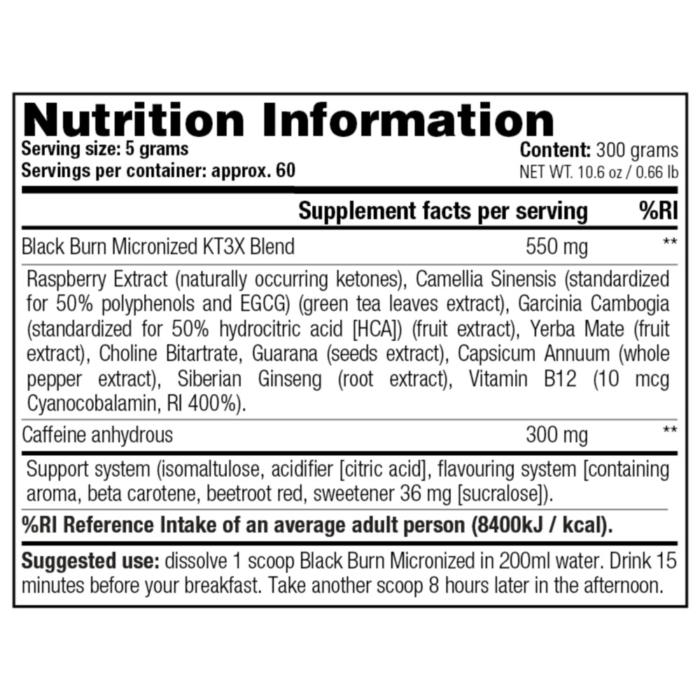 6x Stacker Black Burn Micronized Fruit Punch300 gr