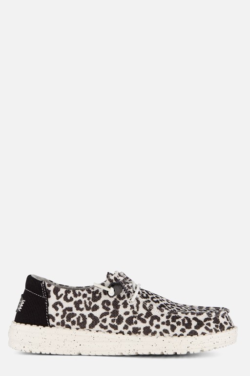 HEYDUDE Wendy Leopard Instappers zwart Canvas