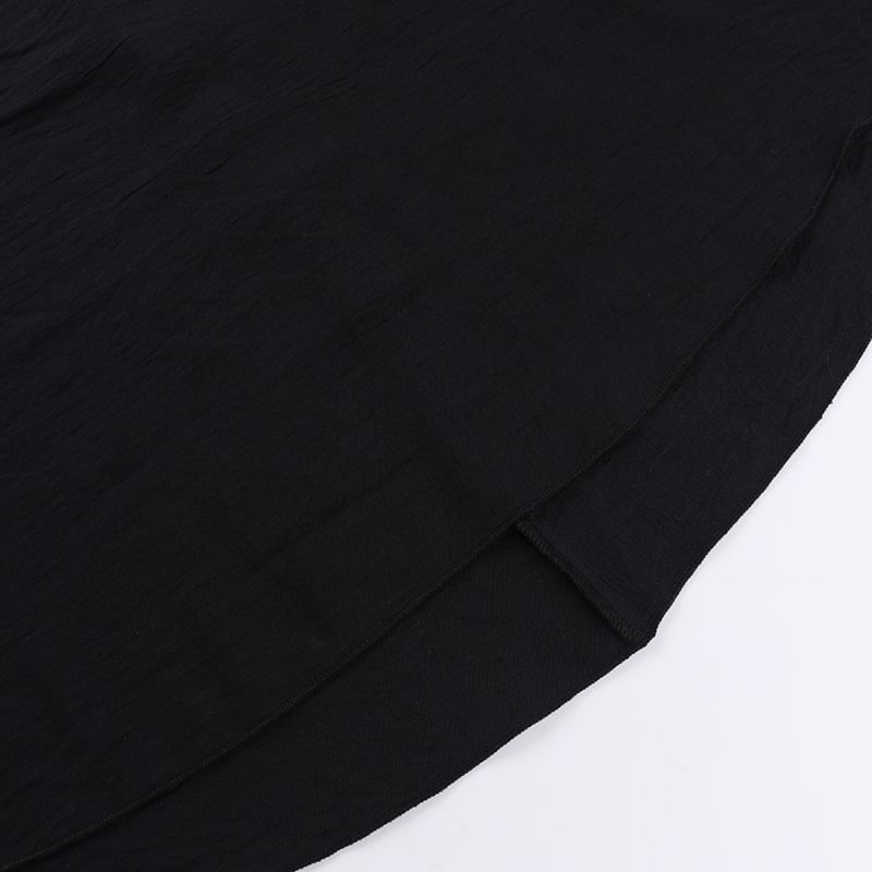 meadowdrop - Halterhals Effen Open Rug Maxi A-lijn Jurk / Capuchon Strik Voorkant
