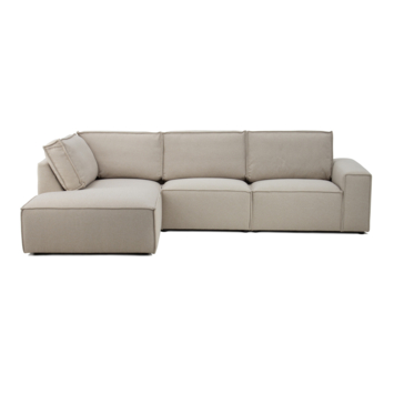 KARWEI modulaire bank James eindstuk hoek kort rechts grof geweven beige polyester