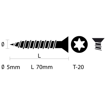 GAMMA steigerhoutschroef platkop torx 5.0x70 mm 70 stuks